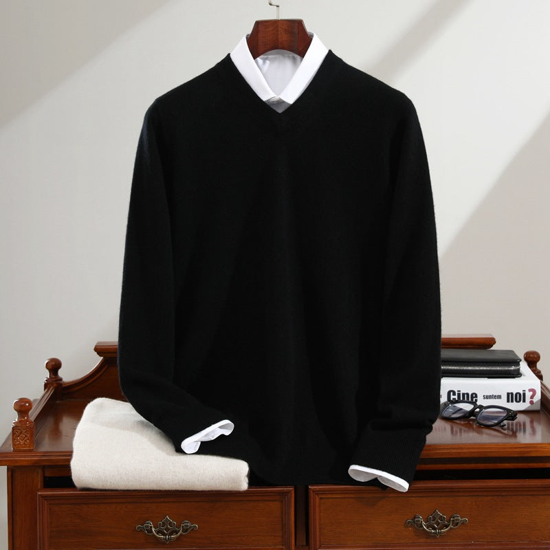Men's Pure Cashmere Long-sleeved Knitted Base Sweater