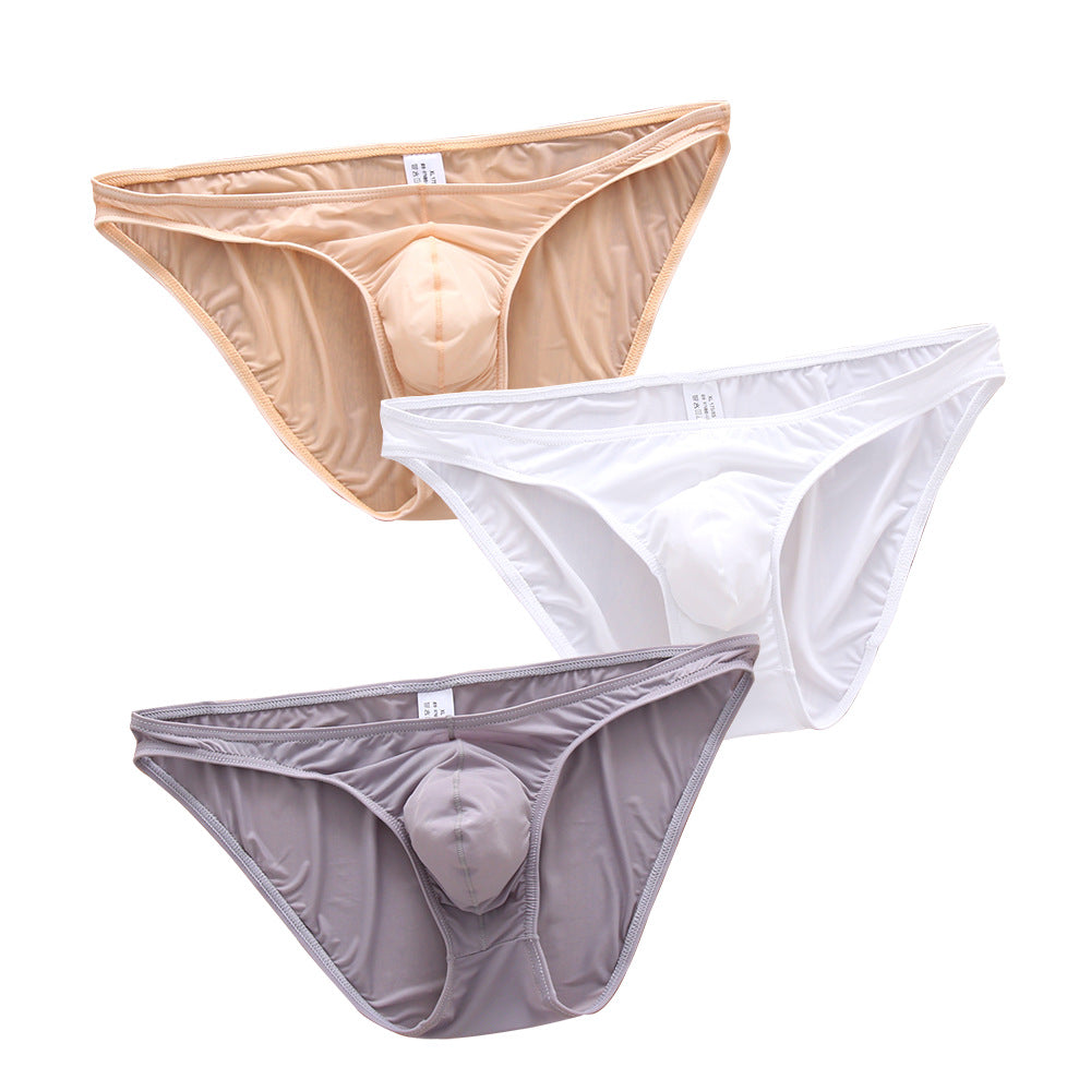 Men's Elastic Pouch U Convex 3D Ice Silk Briefs