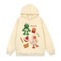 Funny Cartoon Cute Print Hooded Hip Hop Pullover Trend Loose Casual Fleece Pullover