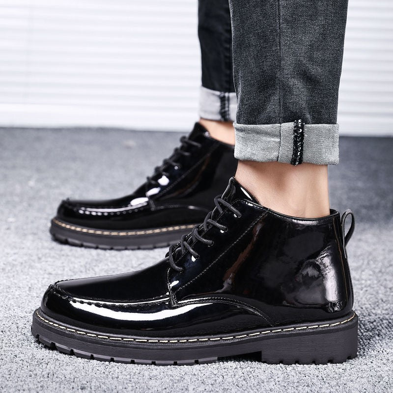 High-top Leather Shoes, Men's Inner Leather Boots, All-match