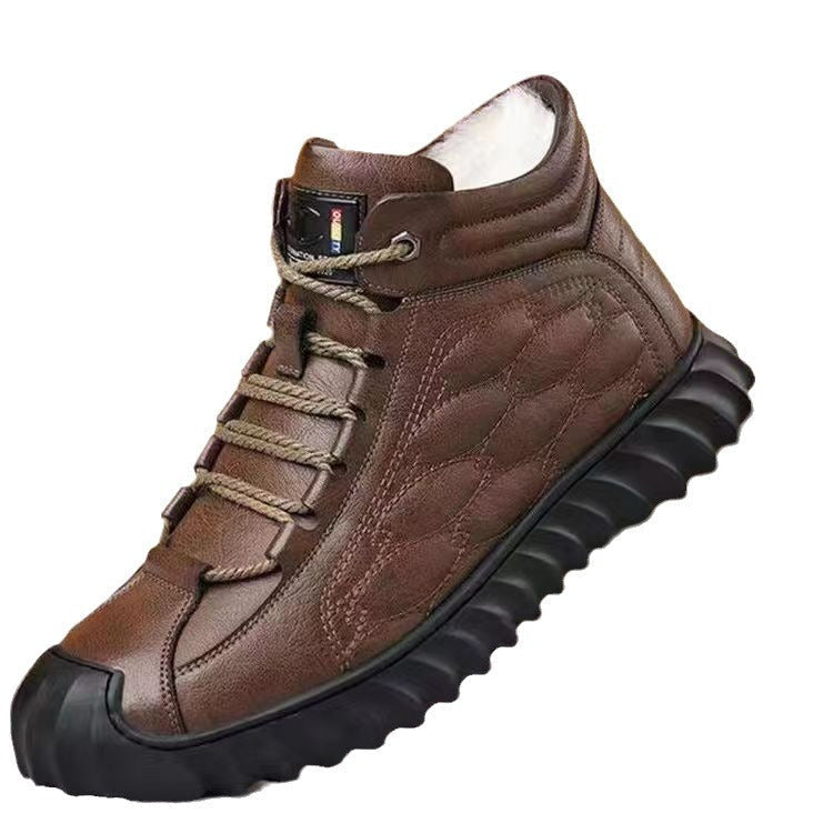 Thick Cotton Men's Winter New Fleece-lined Warm Casual Shoes