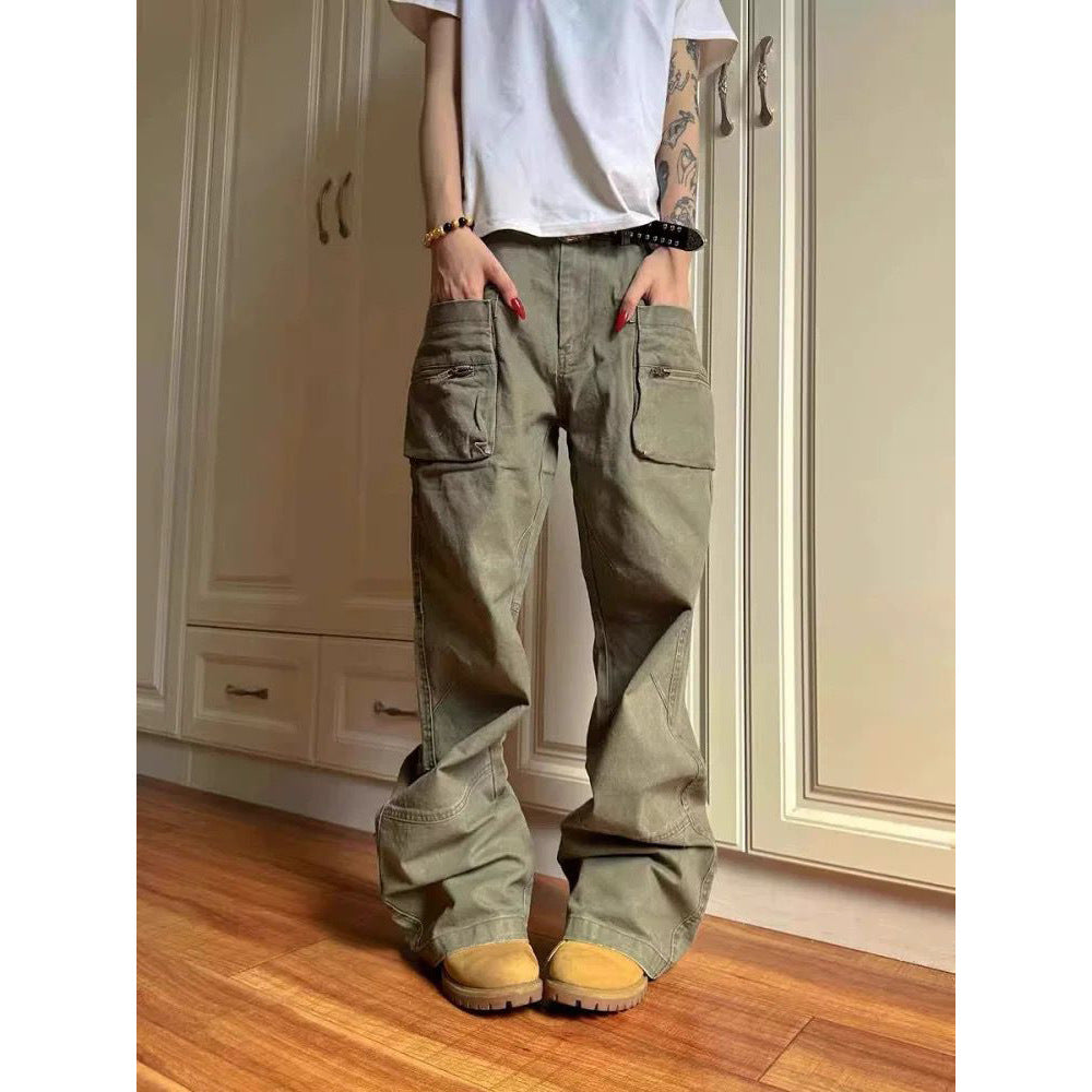 Double Zipper Workwear With Pocket Casual Pants