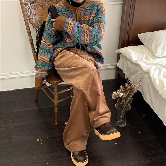 Winter Color Matching Plaid Knitwear For Men