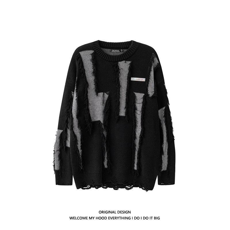 Men's And Women's Loose Round Neck Destroyed Sweater