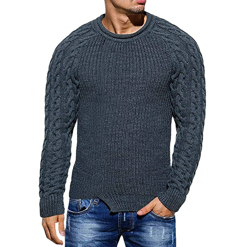 Sweater Men's Solid Color Round Neck Long-sleeved Knitted Top