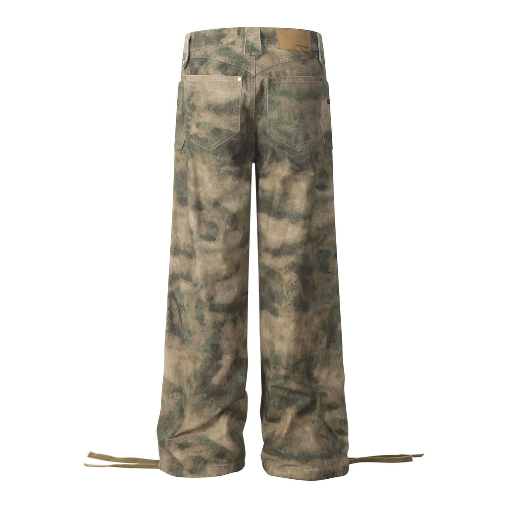 Retro Camouflage Loose Cross-leg Jeans