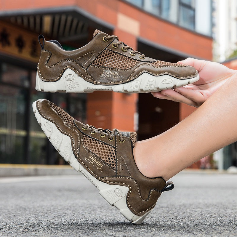 Summer Breathable Casual Shoes Handmade Men's Shoes Work Plus Size Mesh Shoes