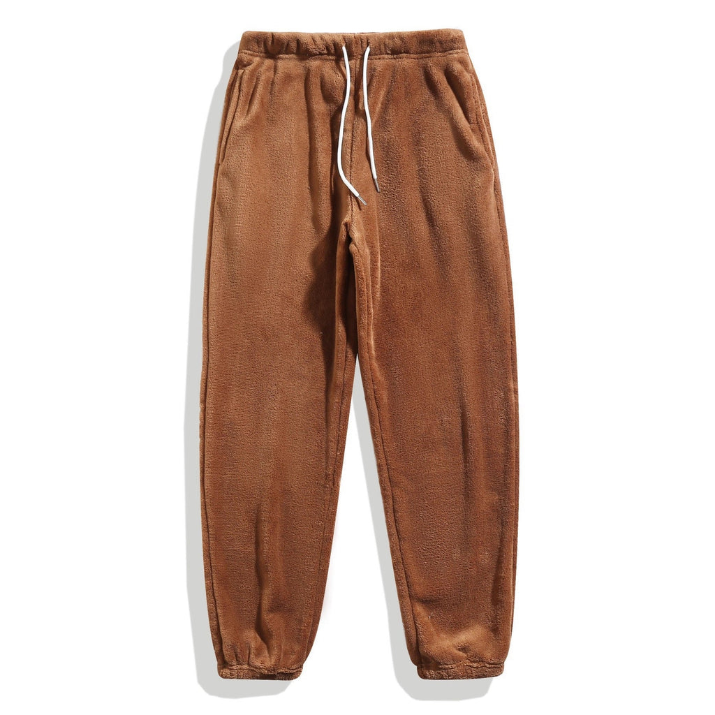 Casual And Fashionable Coral Fleece Drawstring Pants