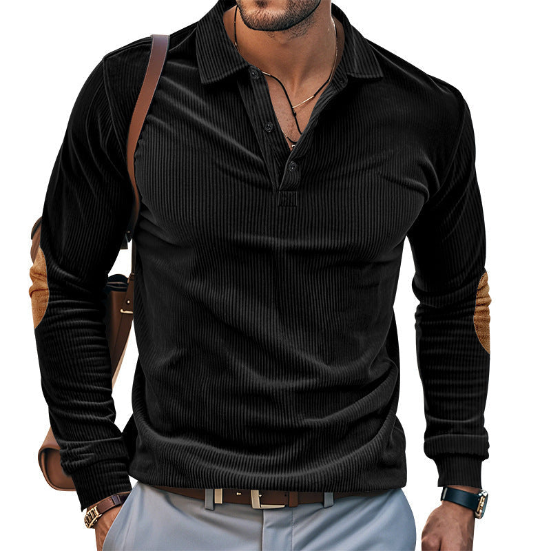 American Men's T-shirt Spring And Autumn Long Sleeve Corduroy