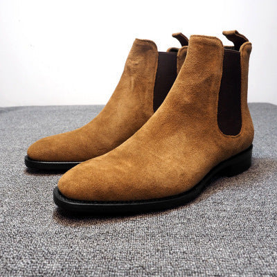 Men's Short Boots Vintage High-top Leather Shoes Martin Boots