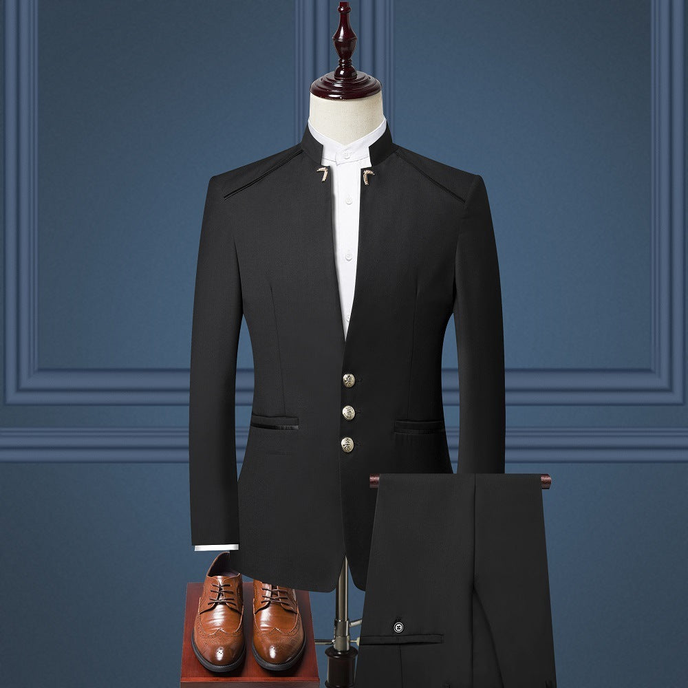 Men's Three-piece Suit British Style Stand Collar suit