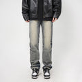 High Street Washed Yellow Mud Dyed Loose Straight Jeans