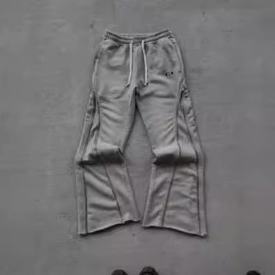 Retro Washed Casual Sports Pants Zipper Decorations High Street