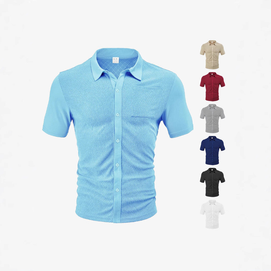 Loose Breathable Lapel Cardigan Jacquard Short Sleeve