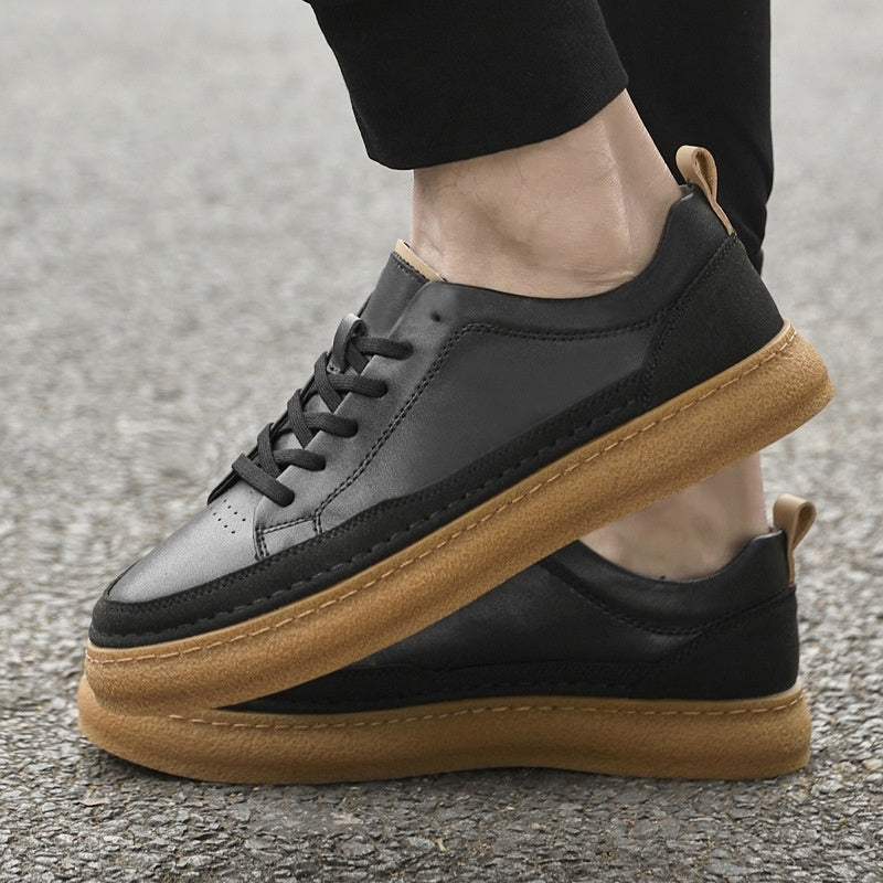 Hand-stitched Casual Shoes Leather Sneakers Soft Sole