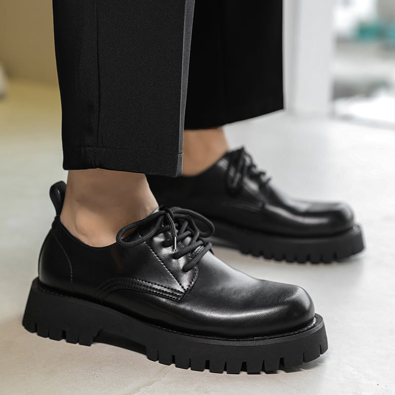 Men's Leather Thick Sole High And Low Top Martin Shoes