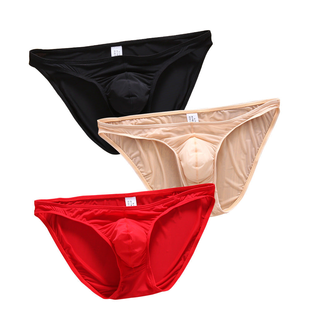 Men's Elastic Pouch U Convex 3D Ice Silk Briefs
