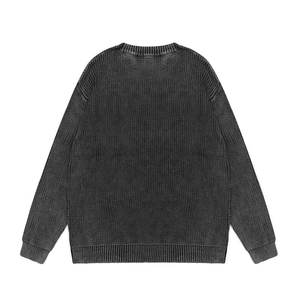 Worn Looking Washed-out Round Neck Sweater Men's INS