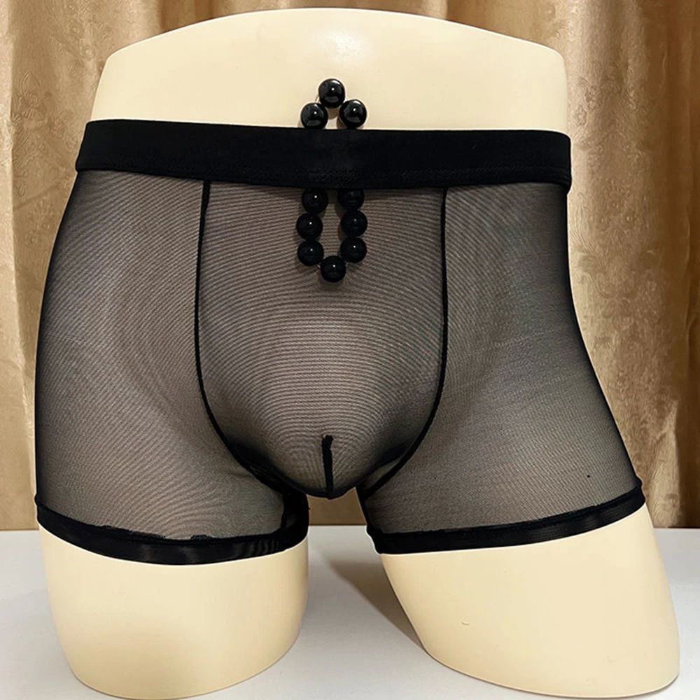 Fully Transparent Male Boxer Shorts Ultra Thin PrintedSolid