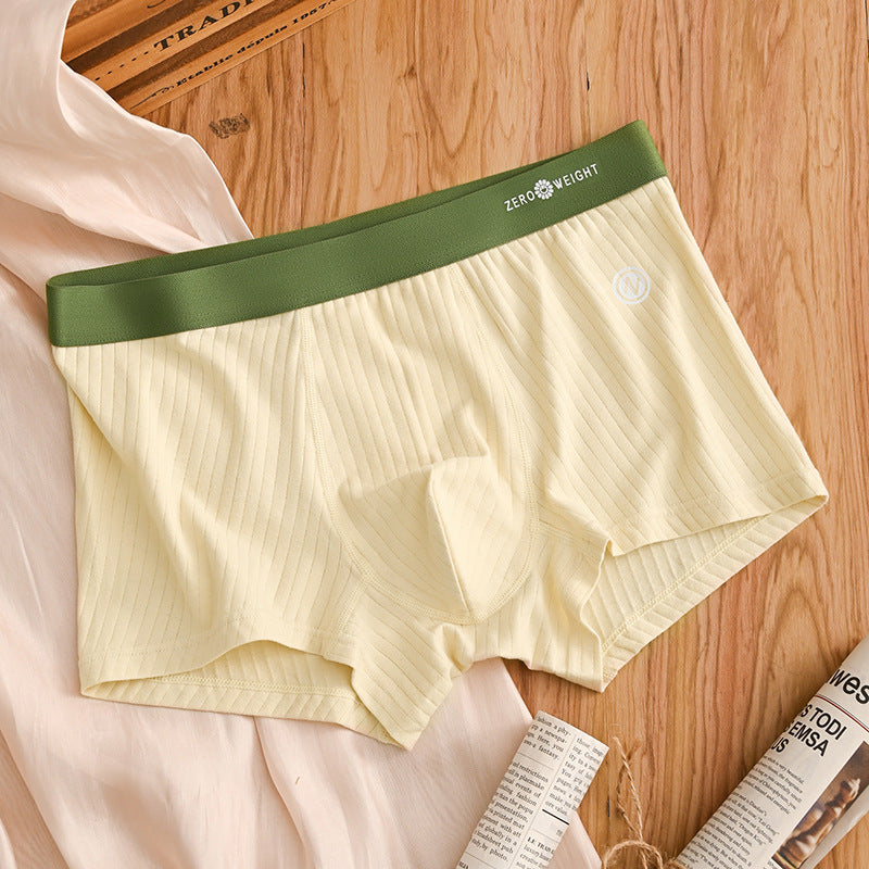 Striped Purified Cotton Men's Underwear Mid-waist Contrast Color