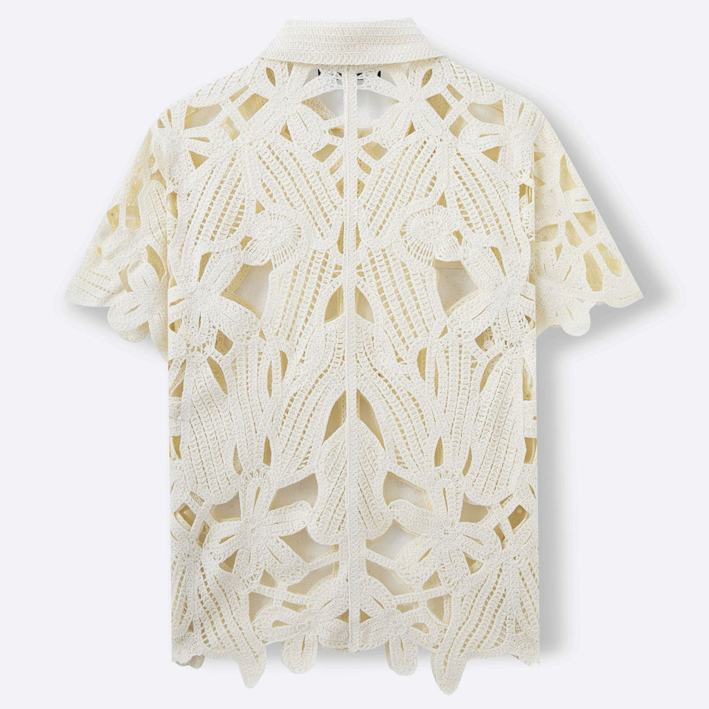 Summer New Hand Crocheting Hollow-out Short-sleeved Sweater Casual