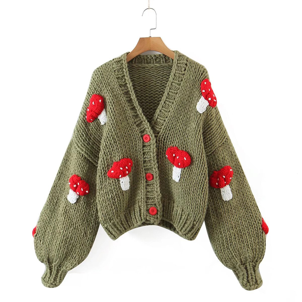 Autumn New Two-color Cute Mushroom Sweater Coat