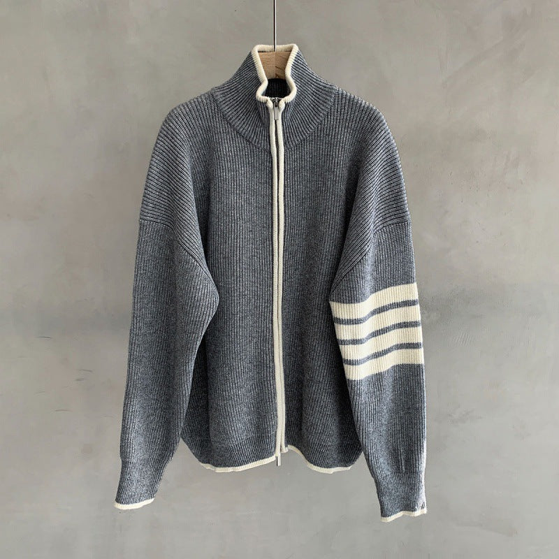 Lightly Mature Turtleneck Cardigan Trendy Stand Collar Sweater