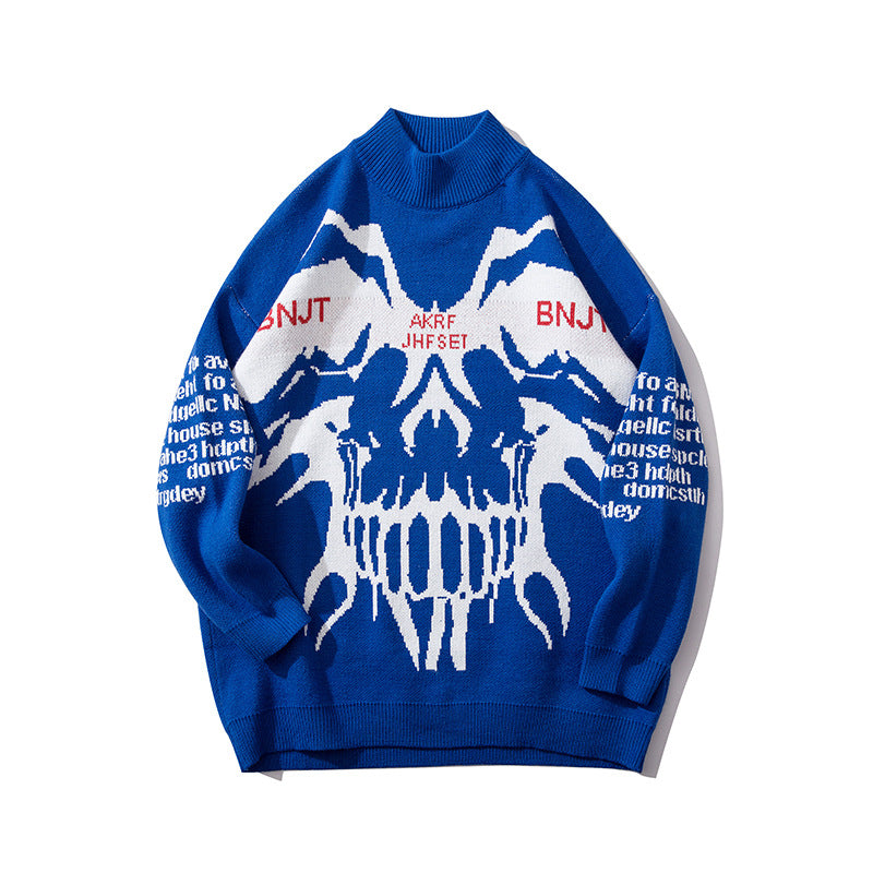 Men's mid-high round neck pullover sweater