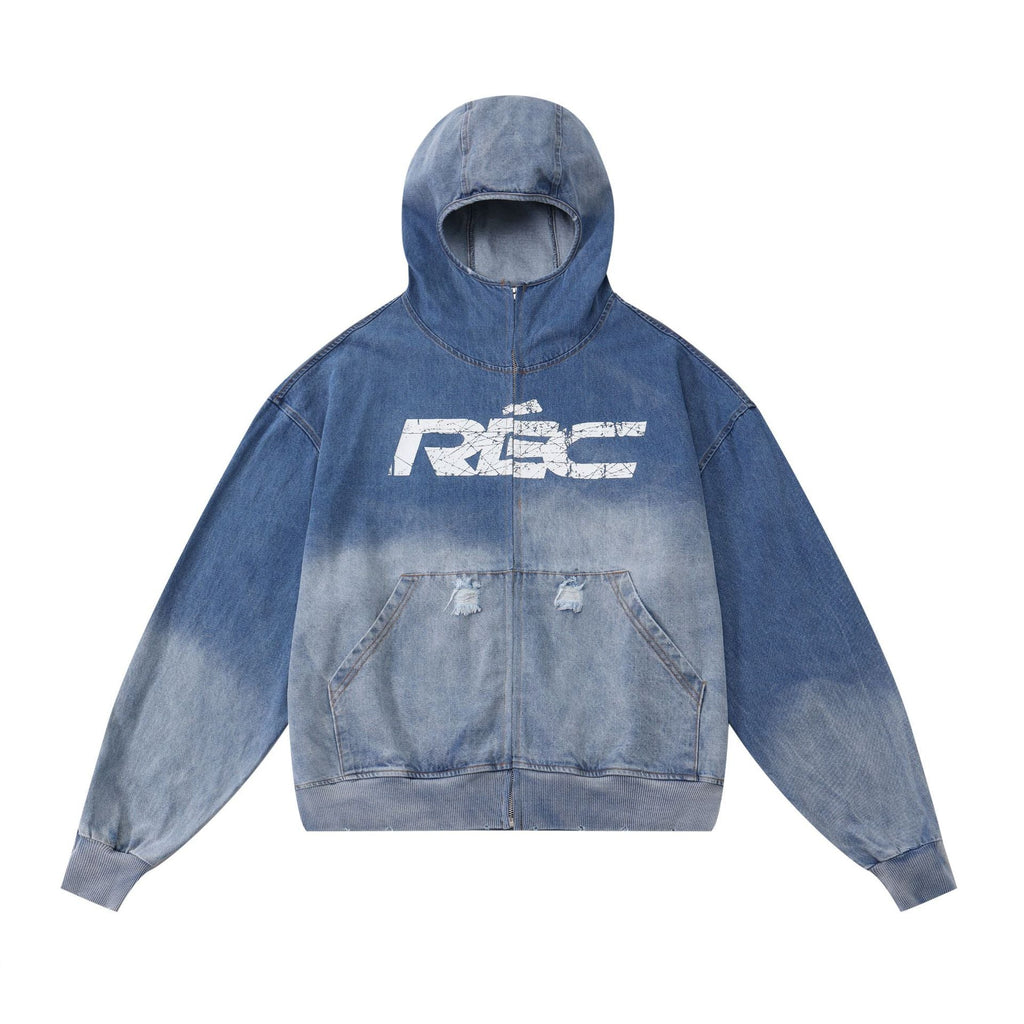 Maychao Heavy Washed And Worn Destroyed Denim Jacket