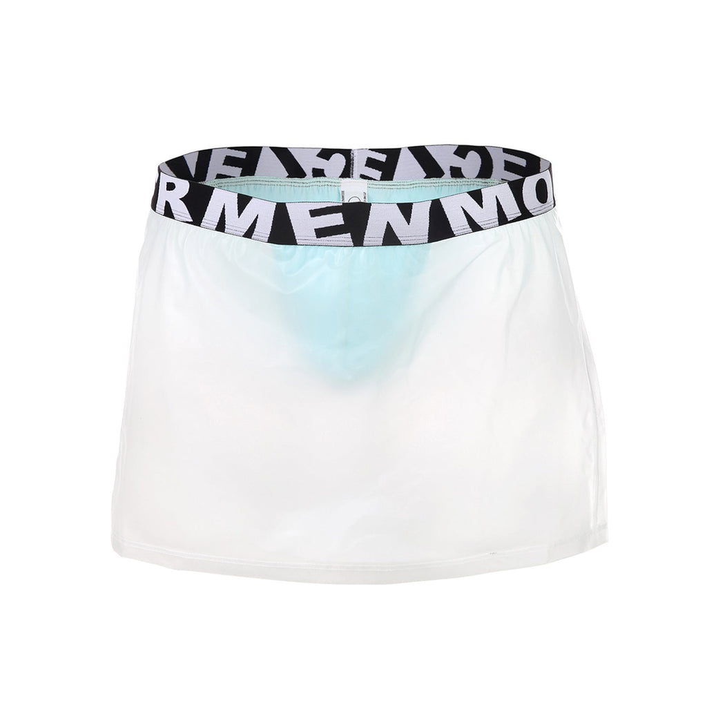 Men's Two PVC Mini Skirt Pants Sexy Transparent Side Open