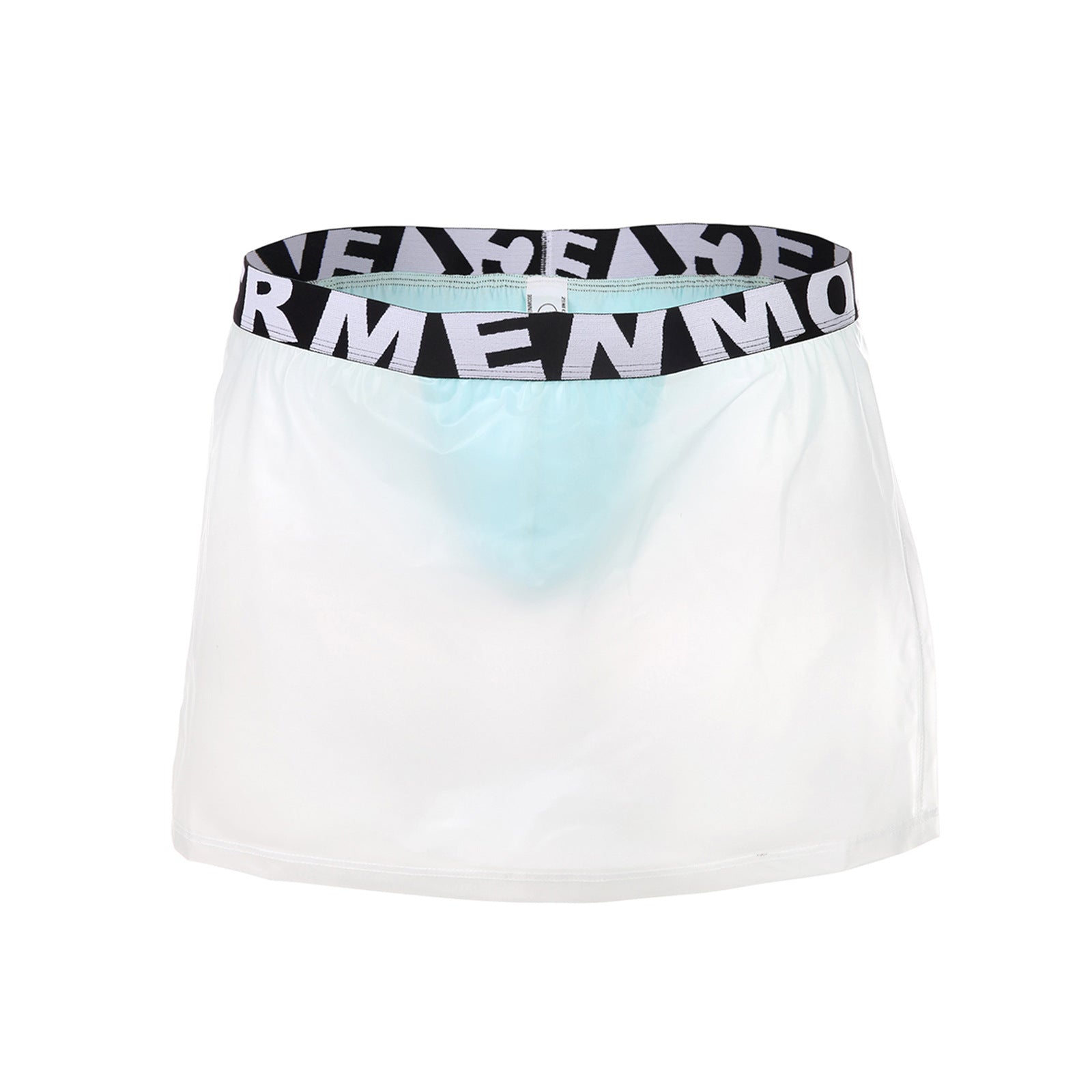 Men's Two PVC Mini Skirt Pants Sexy Transparent Side Open