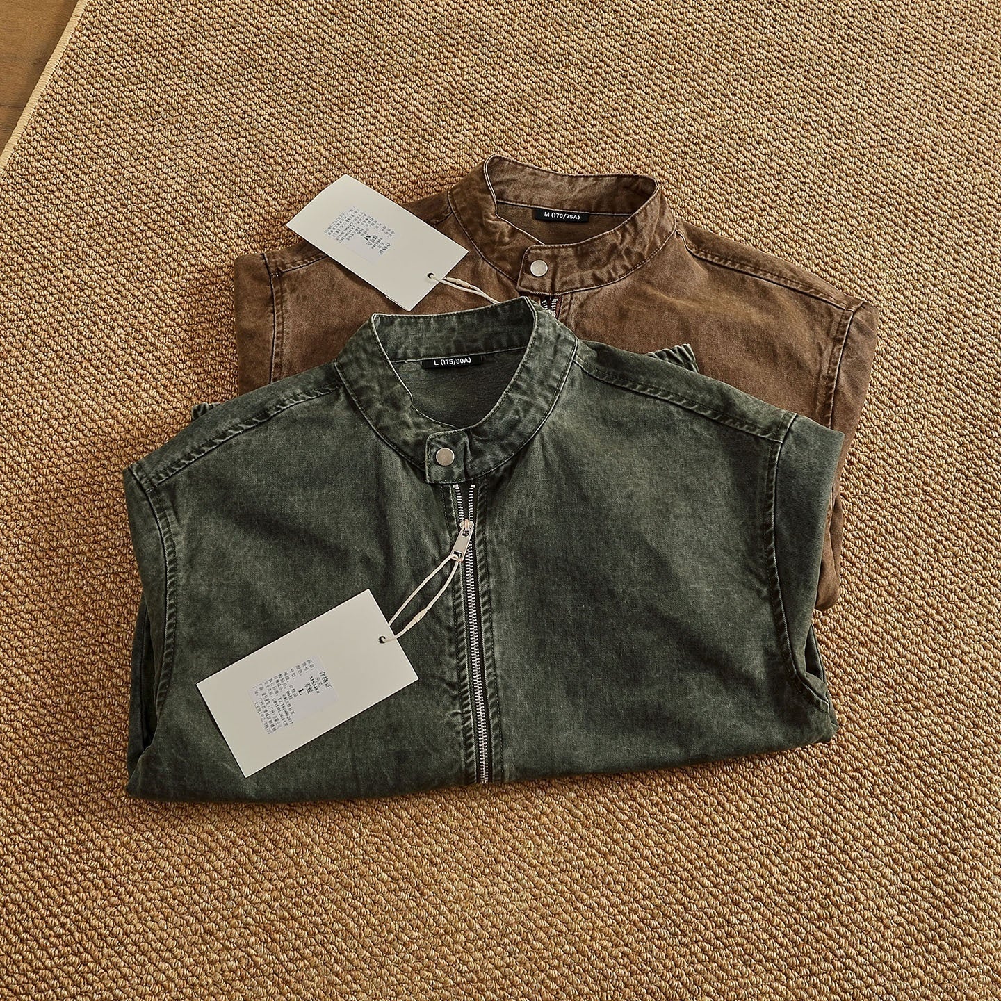 Personalized Stand Collar Snap Collar Washed Classic All-match Retro Bomber Jacket