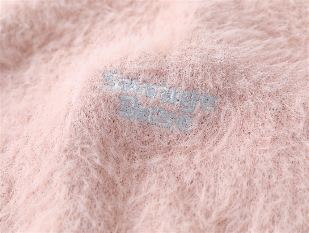 Gradient Mink-like Round Neck Sweater Men's Loose