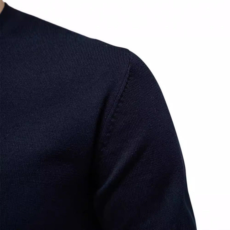Autumn And Winter Pure Cotton Solid Color Hoodie V-neck Trendy Men's Clothing Sweater