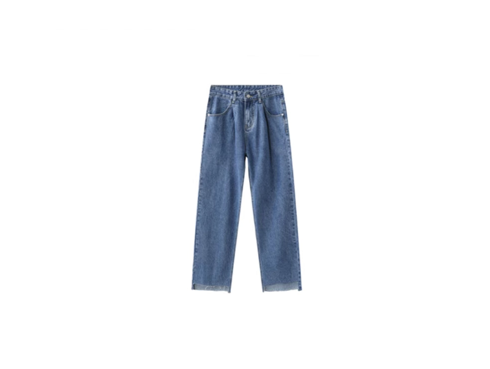 Retro Casual Irregular Slit Simple Jeans