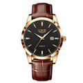 New Men's Quartz Watch Single Calendar Three Needle Leather Belt Waterproof