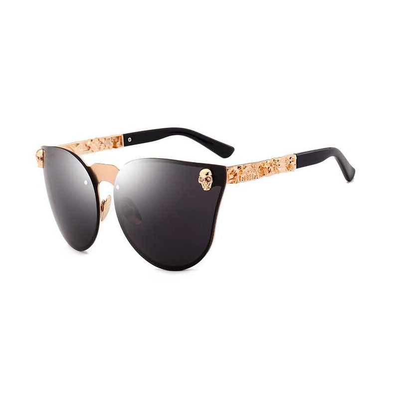 Gothic PC Men's Skull Head Decorated Sunglasses, Exquisite Metal Pattern Feet Sunglasses, Women