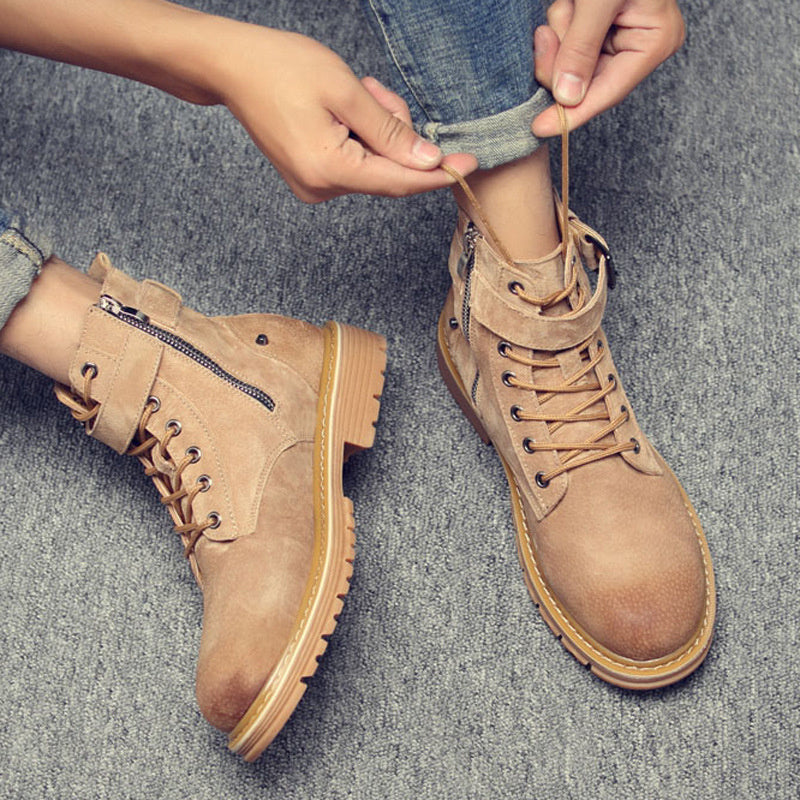 Leather Short Boots High-top Men's Boots Mid-top Tooling Shoes