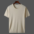 Hollow-out Knitted Casual Men's Short-sleeved Shirt