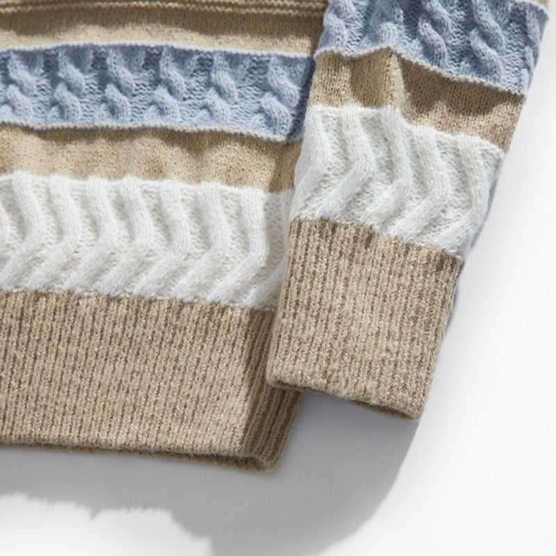 Color Contrast Patchwork Brocade Sweater