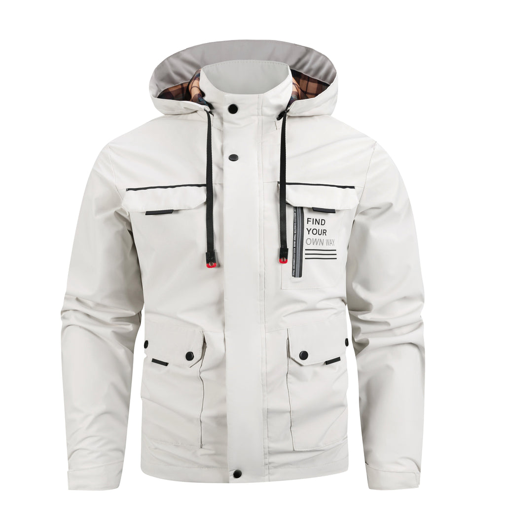 Lightweight Men's Jacket With Hood For Outdoor, Travel, Hiking, Windbreaker, Versatile, Stylish Design