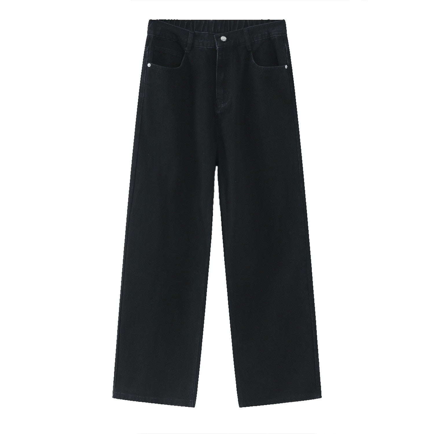 Loose Half Elastic Waist Straight Jeans