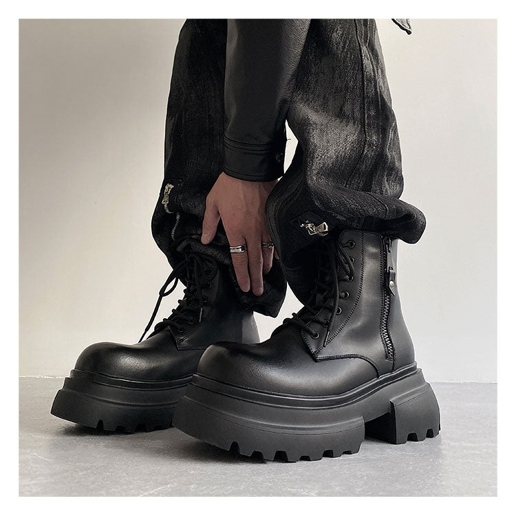 Autumn And Winter Leather Martin Boots High-top Leather Shoes Men's Shoes Fleece-lined