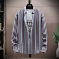 Men's Long Sleeve Lapel Striped Casual Shirt