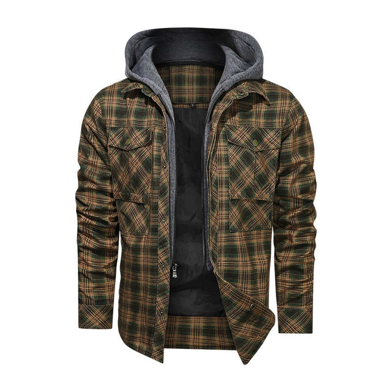Men Long-sleeved Plaid Jacket