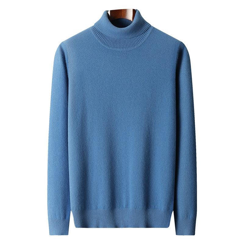 Pure Wool Sweater Men's High Collar Loose Thickened