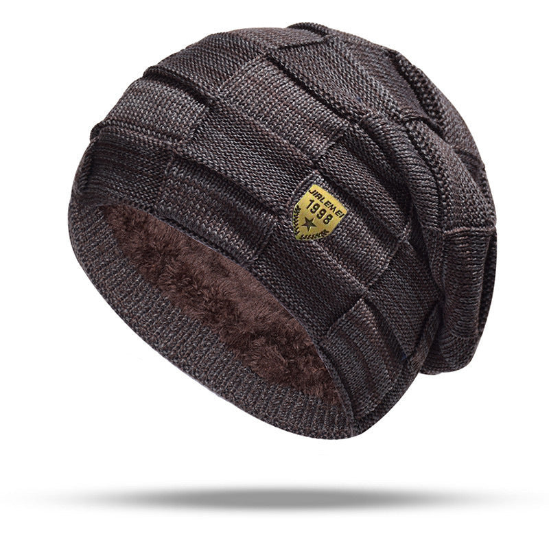 Leisure Warm Sleeve Cap Velvet-added Thickness Knitted Hat Pile Heap Cap