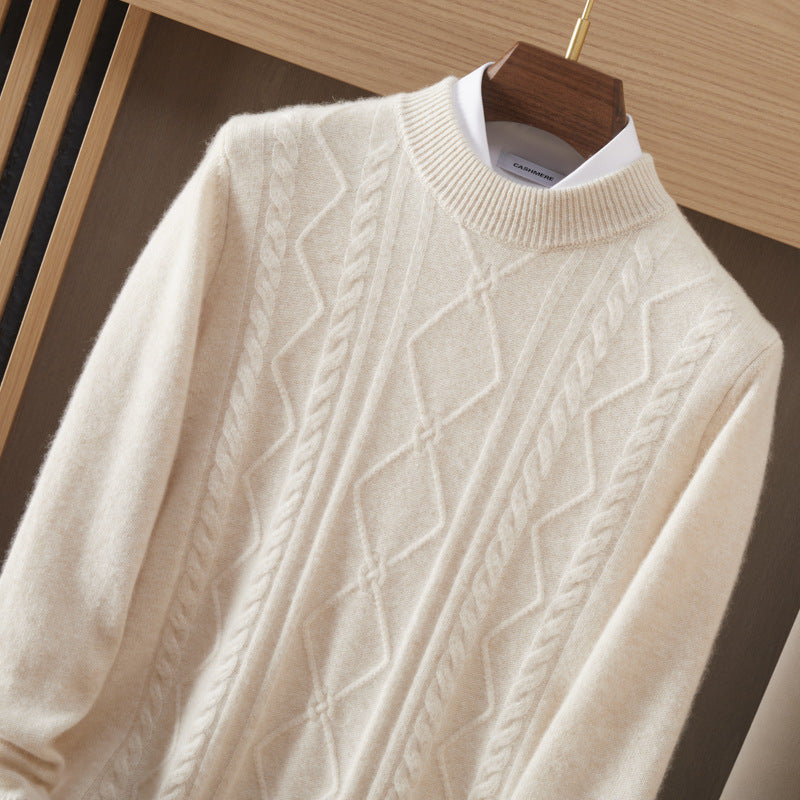 Men's Semi-high Diamond Bottoming Shirt Middle-aged Business Leisure Twisted Warm Sweater