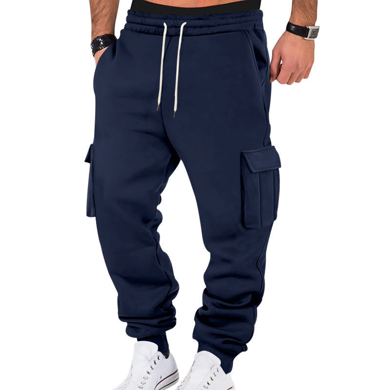 American Autumn And Winter Fleece Men's Casual Cargo Pants