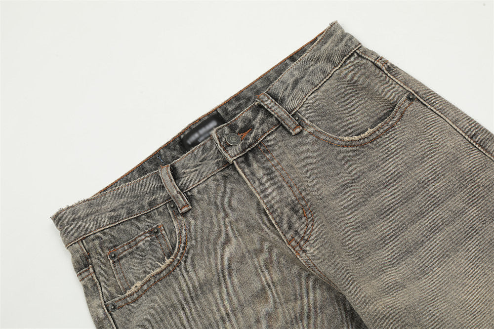 Worn Looking Washed-out Denim Bootcut Trousers Men's Hippie Trend